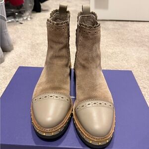 Free People Taupe and Gray Ankle Boots